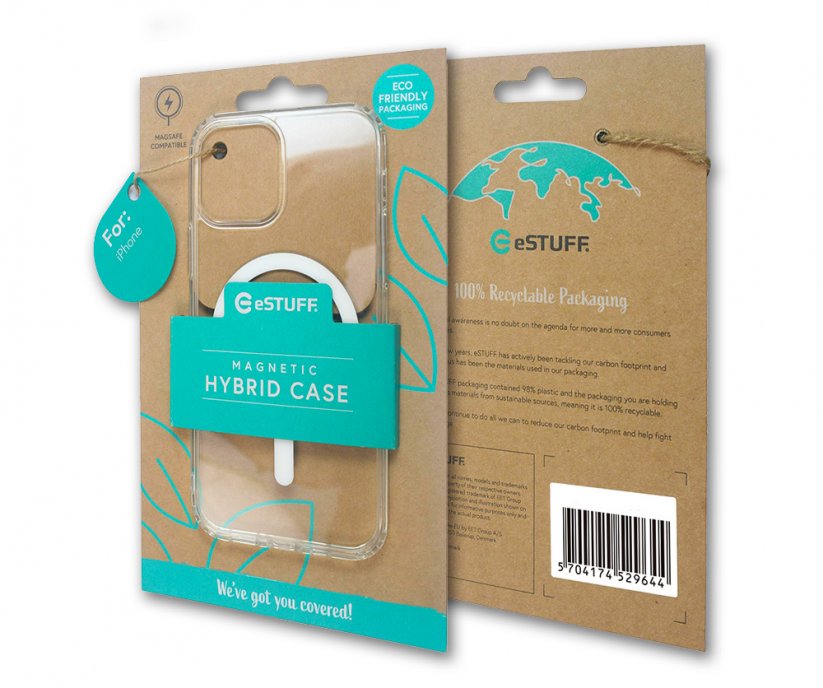 ESTUFF Magnetic Hybrid Clear Case Kryt s MagSafe pro iPhone 13 Mini, čirý