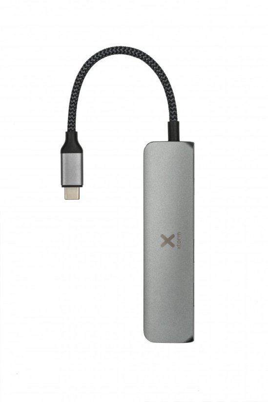 XTORM Worx XWH03 USB-C Hub 4v1 (HDMI, USB-C 60W, 2x USB), opletený kabel, Space Grey