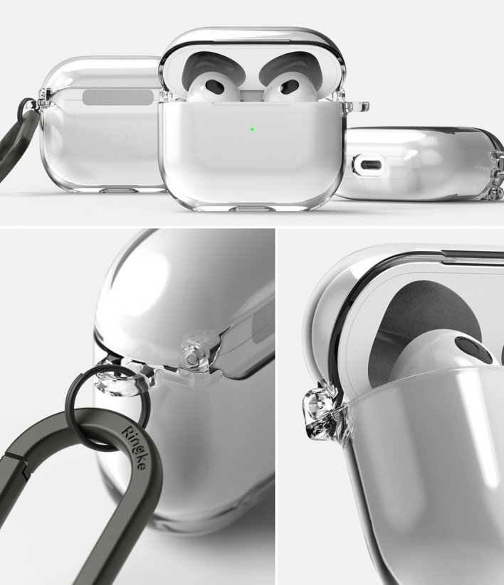 RINGKE Hinge tvrdý kryt s karabinou pro Apple AirPods 3 (2021), čirý