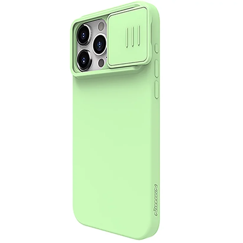 NILLKIN CamShield Silky Ultra odolný kryt s krytkou kamery pro iPhone 15 Pro Max, zelený