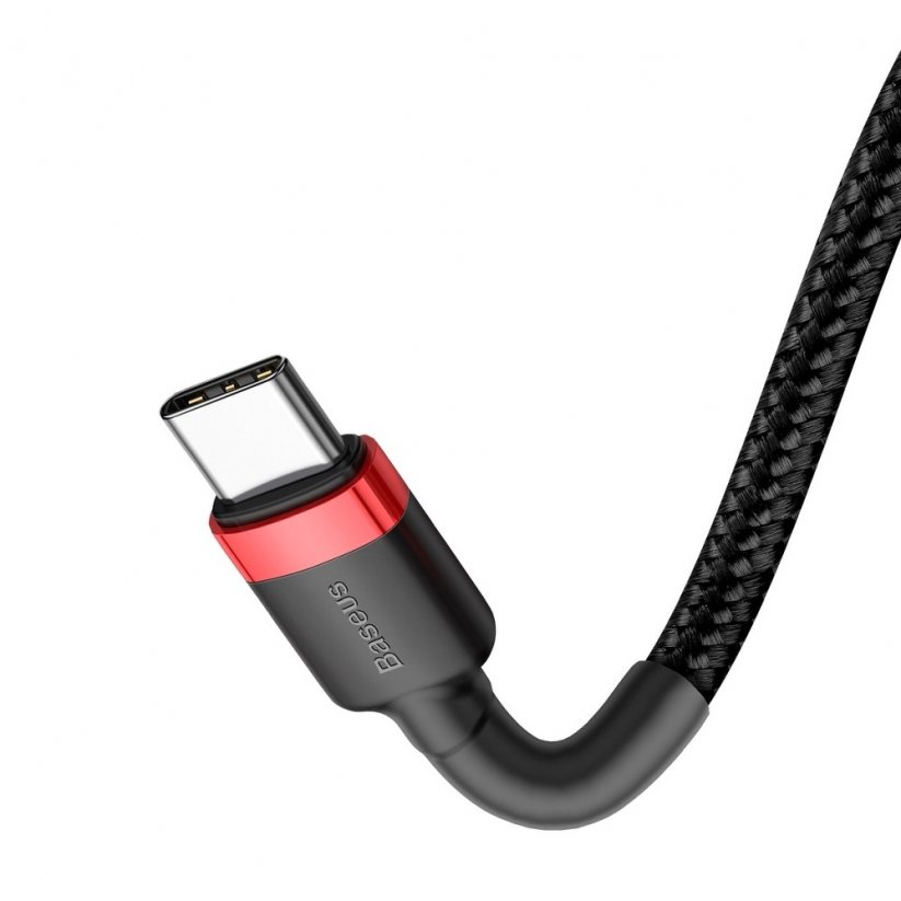 BASEUS CATKLF-H91 opletený a odolný kabel Cafule USB-C/USB-C, 2m, černo-červený