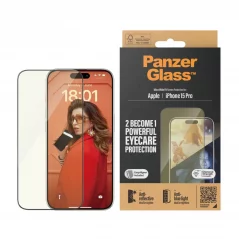 PANZERGLASS Ochranné sklo 2.5D FULL-COVER 0.4mm pro iPhone 15 Pro, EyeCare, černý rámeček