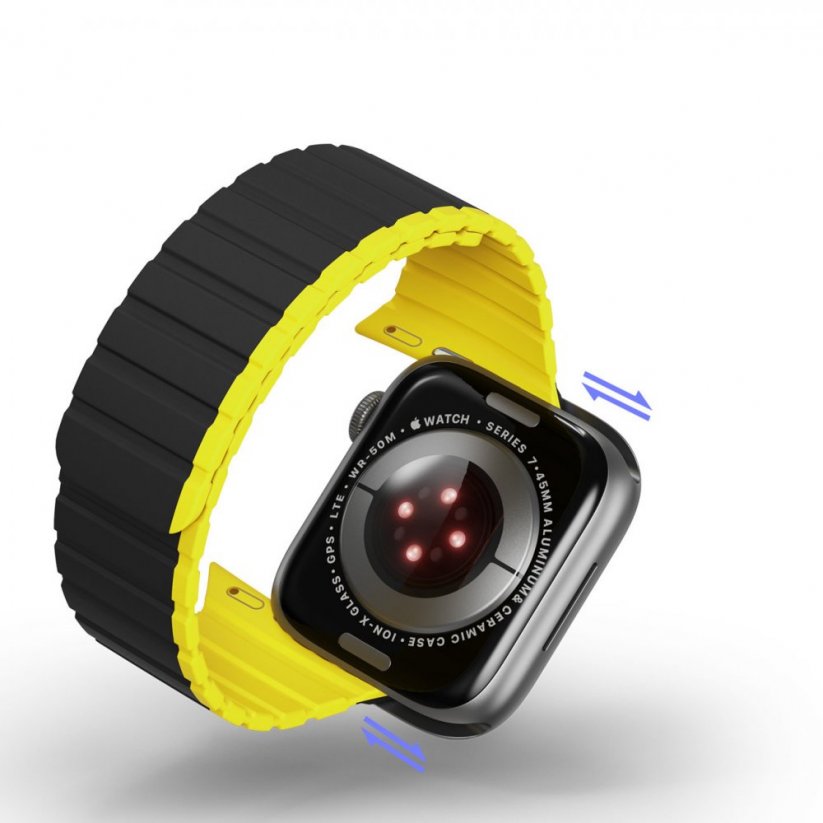 DUX DUCIS Strap LD Magnetický silikonový řemínek pro Apple Watch 38/40/41, černo-žlutý