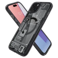 Spigen Ultra Hybrid Mag pouzdro s MagSafe pro iPhone 15 - tmavě šedé (Zero One design)
