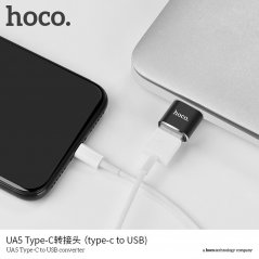 HOCO UA5 Redukce OTG USB-C na USB-A, hliníková, černá