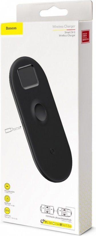 BASEUS WX3IN1-C01 Bezdrátová nabíječka 3v1 pro iPhone, Watch a AirPods, černá