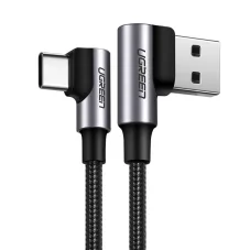 Ugreen úhlový kabel USB - USB-C Quick Charge 3.0 QC3.0 3 A 0,5 m šedý (US176 20855)