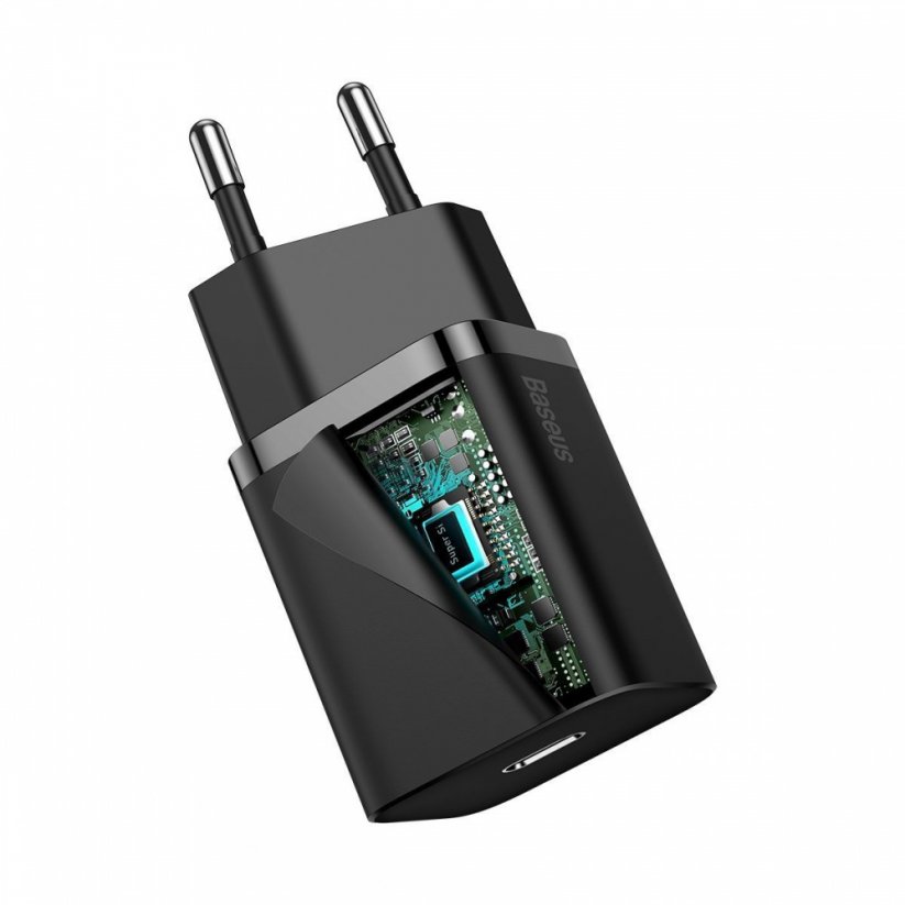 BASEUS TZCCSUP-B01 Super Si nabíječka s kabelem USB-C/Lightning a výkonem 20W, černá