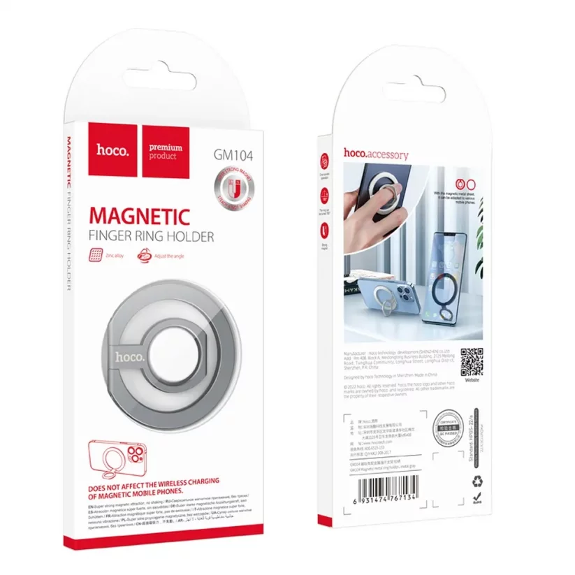 HOCO GM104 Magnetický (MagSafe) kovový stojánek na telefon, Space Grey