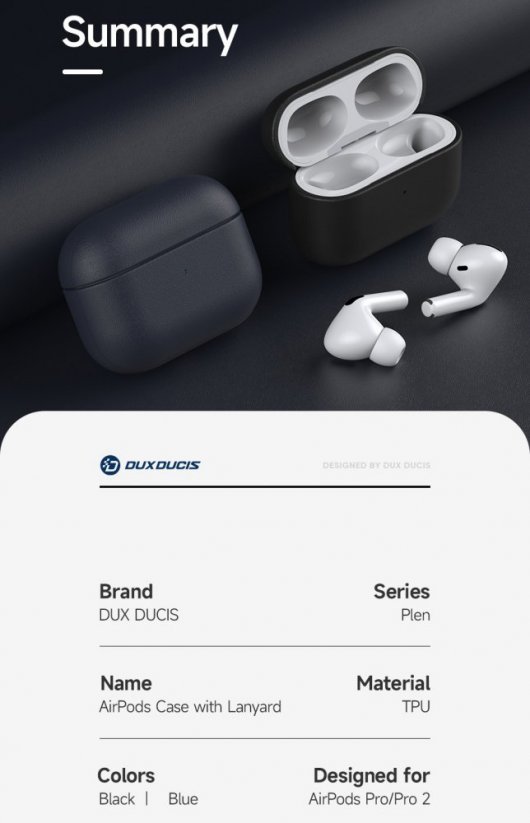 DUX DUCIS Plen Series Odolný kryt pro AirPods Pro 1/2, tmavě modrý