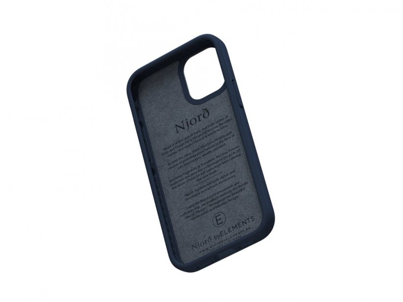 NJORD Vatn Kryt z lososí kůže pro iPhone 12 Mini, tmavě modrý