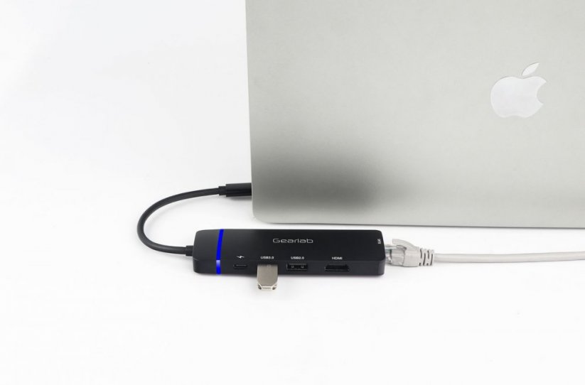 GEARLAB GLB235420 USB-C hub 5v1 (HDMI, 2x USB, USB-C, RJ-45), černý