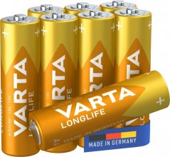 VARTA LONGLIFE alkalická tužková baterie AA 1.5V (LR6), 8 kusů