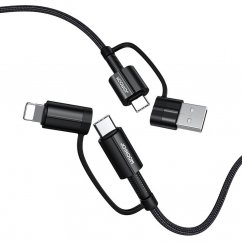 JOYROOM S-1830G3 Datový a nabíjecí kabel 4v1 s USB-C/USB-A a USB-C/Lightning, 1,8m, s podporou PD až 60W, černý