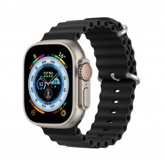 DUX DUCIS Strap OceanWave Silikonový řemínek prDUX DUCIS Strap OceanWave Silikonový řemínek pro Apple Watch 42/44/45, černýo Apple Watch 38/40/41, černý-KOPIE