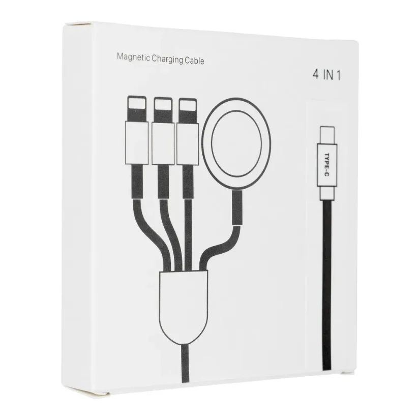 AG PREMIUM C3186 Nabíjecí USB-C kabel 4v1 (Lightning, Apple Watch, USB-C, Micro USB) 10W, 1,2 m, bílý